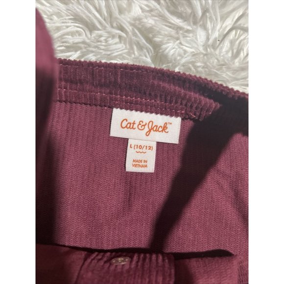 NWT Girls Cat & Jack School Corduroy Overall Dress Size L 10/12 Burgundy Purple - Picture 3 of 4